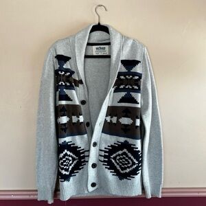 Urban Pipeline Gray and Blue Patterned Cardigan